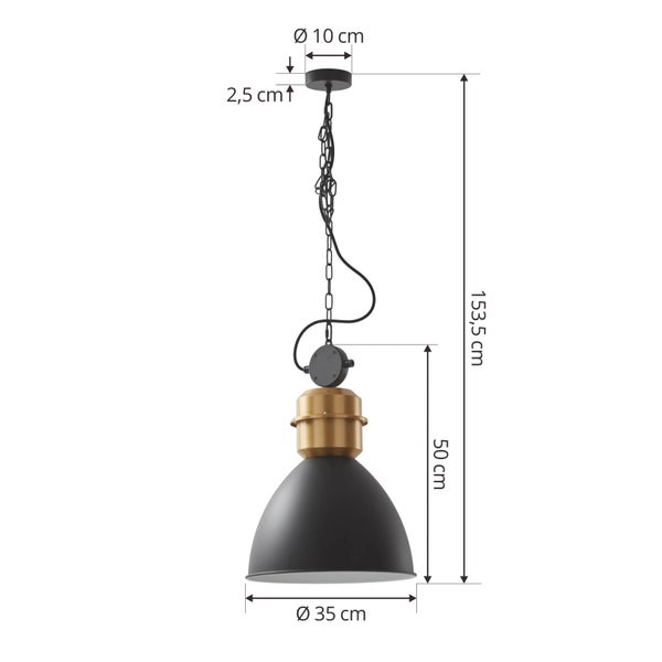Lucande Pendelleuchte Kaeloria (Vintage, Industriell) in Schwarz aus Aluminium (1 flammig E27) - Deckenlampe Esstischlampe Hängelampe Hängeleuchte Wohnzimmerleuchte