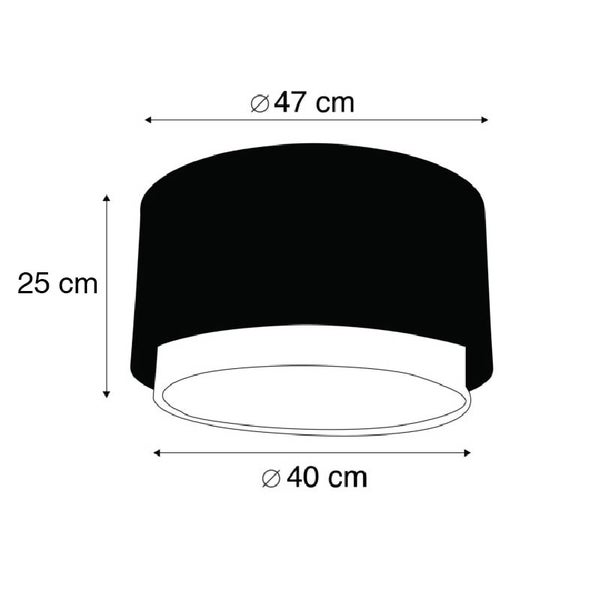 Stofflampenschirm schwarz / weiß 47/25 - Duo