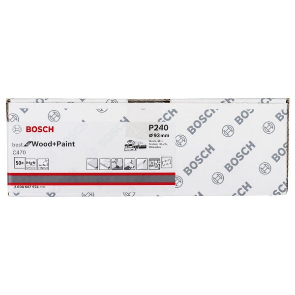 Bosch Schleifscheiben P240, Durchmesser 93 mm, geeignet für Holz und Farbe, im Karton