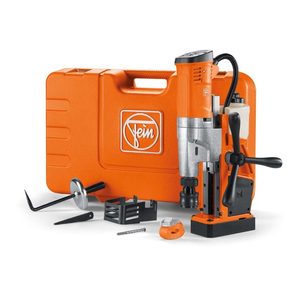 Fein Magnet-Kernbohrmaschine mit Zubehör und Transportkoffer in Orange
