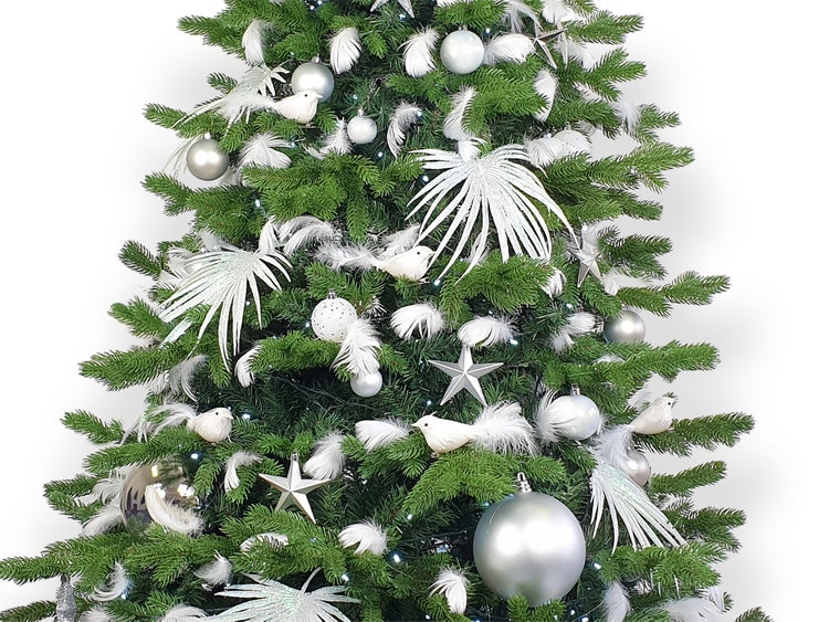 Satz von 6 Ornamenten: silberne Sterne mix 9 cm