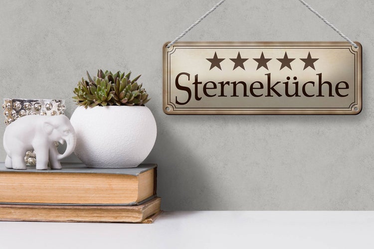 Blechschild Spruch 27x10 cm 5 Sterneküche Dekoration Koch Küche