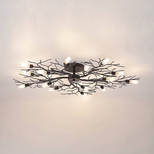 Schwarze Deckenleuchte im Zweigdesign mit mehreren Leuchtmitteln