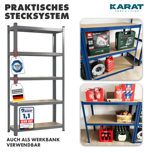 FLOORDIREKT Schwerlastregal - Universal einsetzbar - Anthrazit-Grau - 200 x 120 x 60 cm - Traglast 875 kg