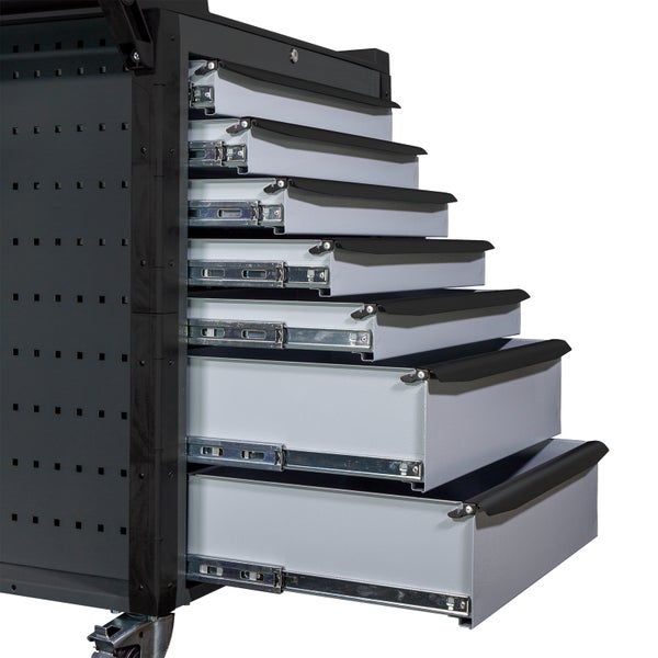 PROREGAL Werkstattwagen Cheetah Plus | 7 Schubladen | HxBxT 98,5x75x47,5cm | Anthrazitgrau/Silbergrau | Schubladenbox, Werkzeugschublade