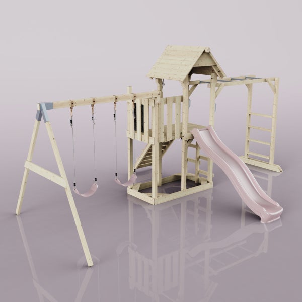 Spielturm mit Schaukel, Rutsche und Klettergerüst für den Garten