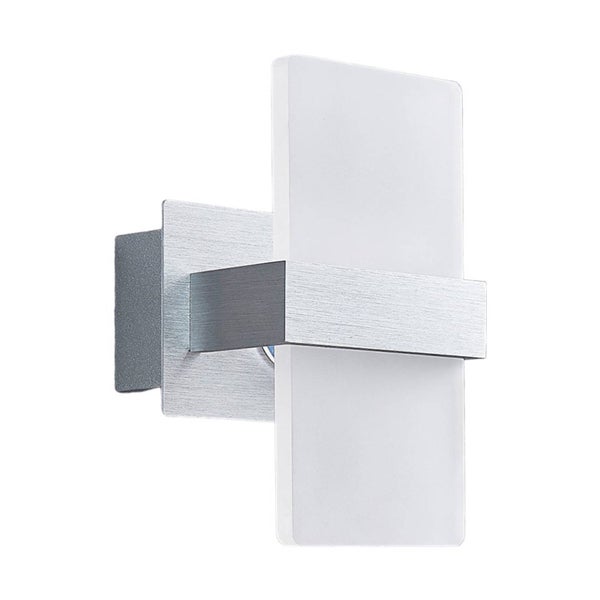 Moderne LED-Wandleuchte, rechteckig, Metall gebürstet, Kunststoff matt.