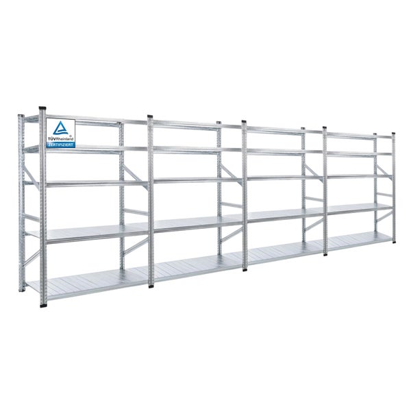 PROREGAL Fachbodenregal Stecksystem Proximo Komplettregal HxBxT 200 x 600 x 60 cm 5 Ebenen Fachlast 130 kg Beidseitig Nutzbar Verzinkt