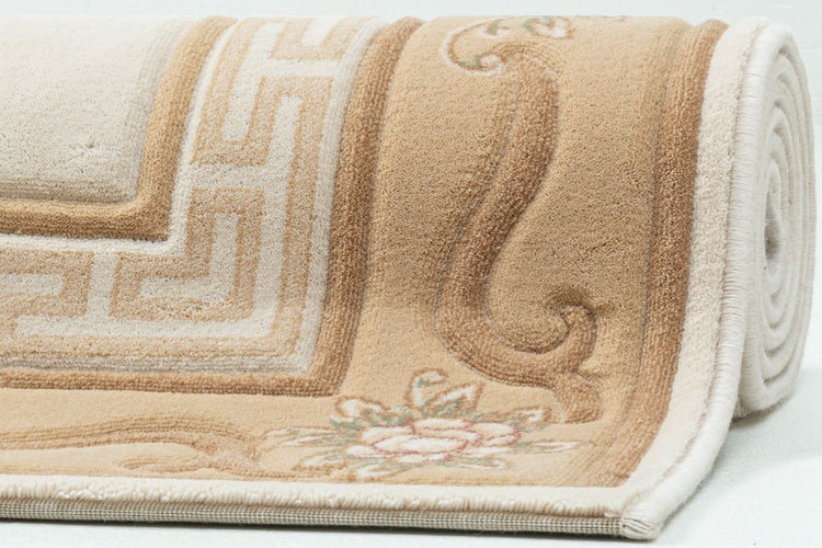 Gewebter Wollteppich mit Bordüre Pelinia Beige 40x60 cm
