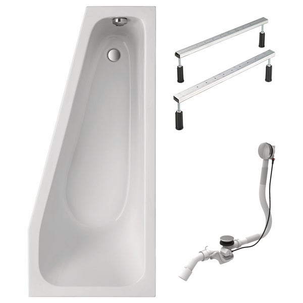 Rechteckige Badewanne aus Acryl mit Ablaufgarnitur und Füßen