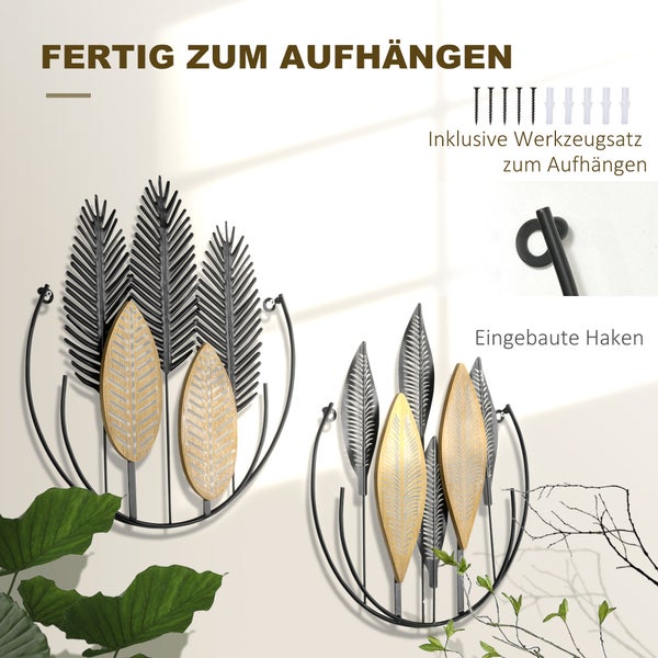 HOMCOM 2-Set 3D-Wandbild, 40 x 46 cm, Eisen, Schwarz
