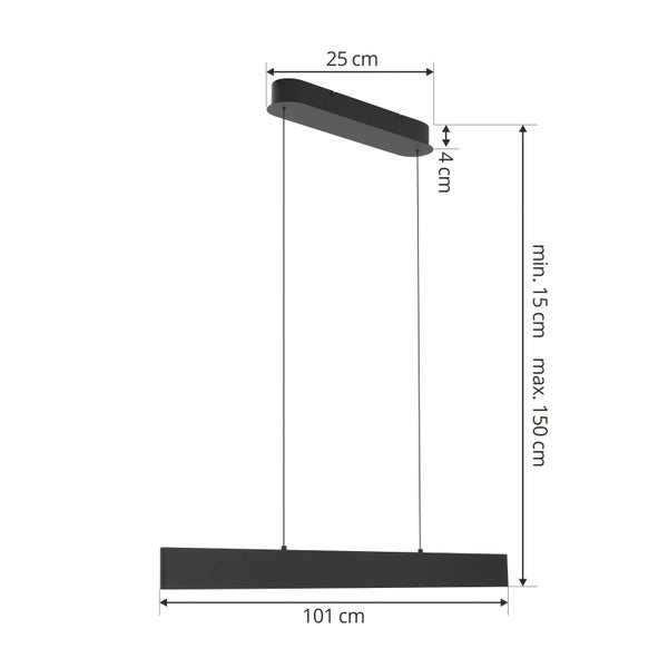 Lucande LED Philine dimmbar (Modern) in Schwarz (1 flammig, ) Wohnzimmerleuchte