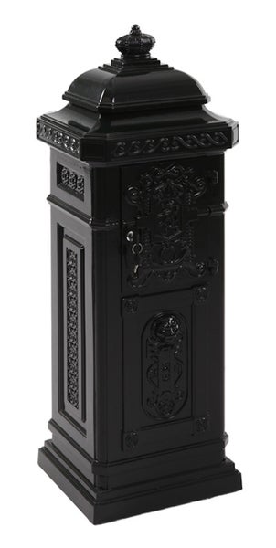 PROREGAL Nostalgischer Säulen-Briefkasten Aus Gießaluminium HxBxT 110 x 33 x 36,5 cm Einwurföffnung 28,5 x 2,5 cm Grün