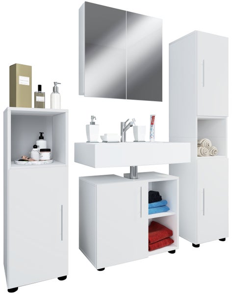 4-tlg. Badmöbel Set Komplett Badschrank Flandu Ill