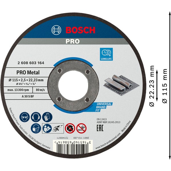 Bosch Trennscheibe Pro Metal, Durchmesser 115 Millimeter