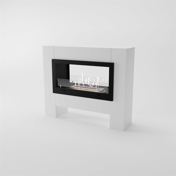 GLOW FIRE Ethanol Kamin 'Harstad ' | Ethanolofen in weiß mit 3 Std. Brenndauer und 2 KW Heizleistung | BxHxT: 114,2x98,5x29,8 cm