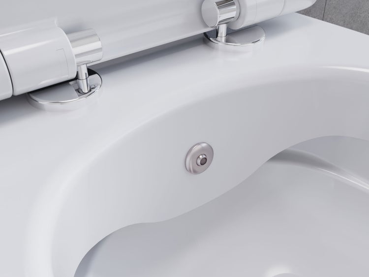 Aqua Bagno Taharet Design Hänge-Dusch-WC 10.10.02.02.WMKT – Spülrandlos – Weiß Matt – Bidetfunktion – Softclose WC-Sitz