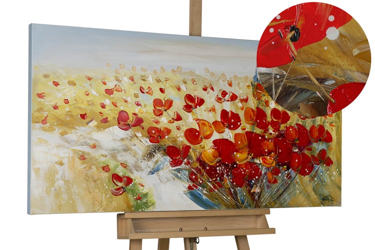 Handgemaltes Gemälde Acrylfarbe 120x60cm Rot