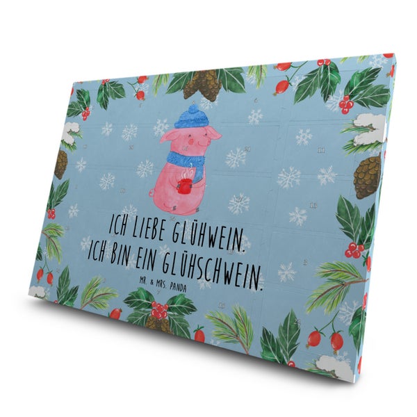 Mr. & Mrs. Panda Tee Adventskalender Schwein Glühwein - Blau Pastell