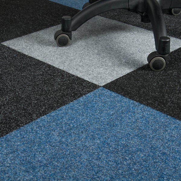 Selbstliegende Teppichfliesen für Messe und Büro Nadelfilz Teppich Fliesen blau 50x50 cm Nadelvlies Teppichboden als Fliesen ideal als Messeboden