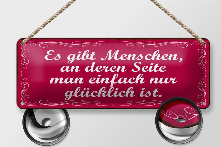 Blechschild Spruch 27x10cm gibt Menschen einfach glücklich Dekoration