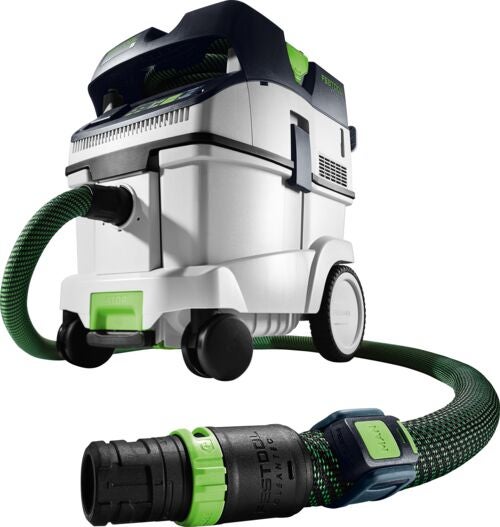 Festool Absaugmobil Cleantec mit Saugschlauch und Rollen.