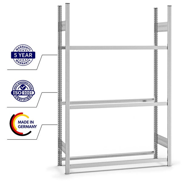 PROREGAL Reifenregal Stecksystem T-Profil Grundregal HxBxT 200 x 130 x 40 cm 3 Ebenen Fachlast 150 kg Verzinkt