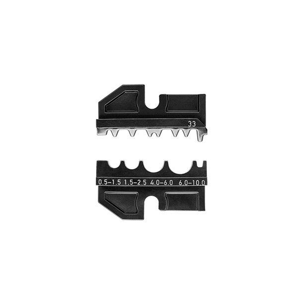 Pressbacken für Kabelschuhe mit verschiedenen Größenangaben