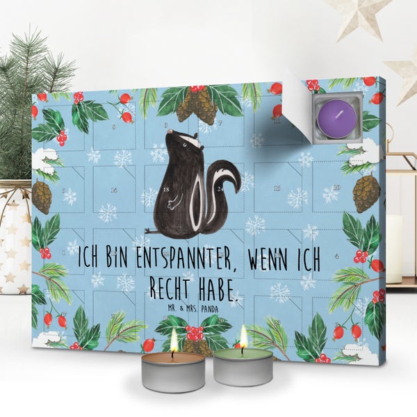 Mr. & Mrs. Panda Duftkerzen Adventskalender Stinktier Sitzen - Blau Pastell