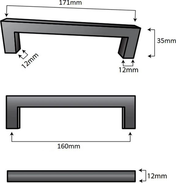 Möbelgriff Stangengriff Dallas lochabstand  160 mm Edelstahl Schwarz Set 10