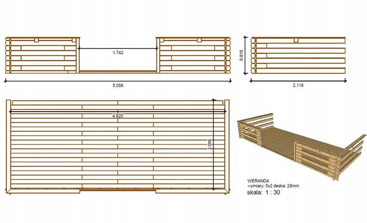 Gartenhaus, Gerätehaus 30m2 - 5x4m - 28mm