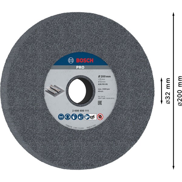 Bosch PRO Steel Schleifscheibe 200 x 25 x 32 mm G36 - 2608600111