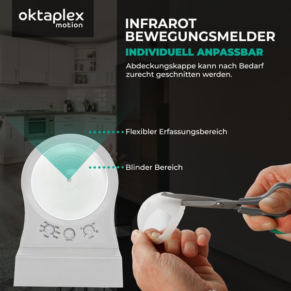 Oktaplex Don Bewegungsmelder Außen 240° PIR-Sensor IP65 10m weiß LED geeignet