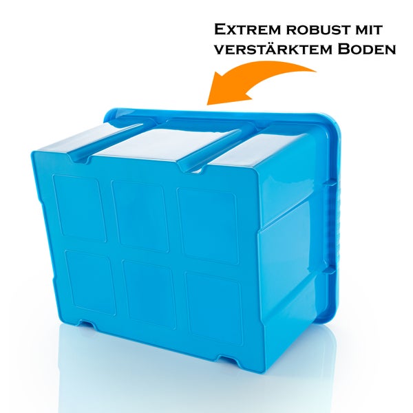 BigDean 5x Stabile Kunststoffbox Eurobox - 44x35x23 cm - passt in Kastenregale - Stapelbox blau Aufbewahrungsbox Drehstapelbehälter ohne Deckel