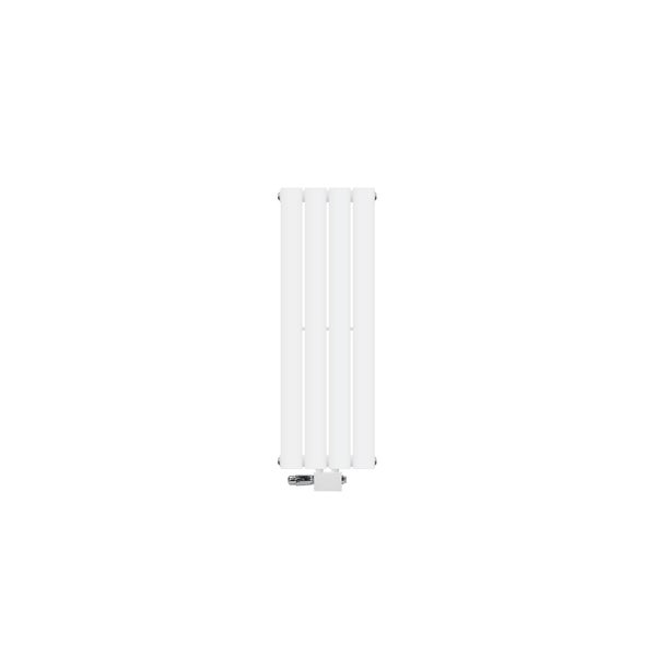 LuxeBath Paneelheizkörper Einlagig 300x900mm Weiß inkl. Anschlussgarnitur Thermostat Chrom Universal Eck- und Durchgangsform, Badheizkörper Mittelanschluss Designheizkörper Flachheizkörper Vertikal