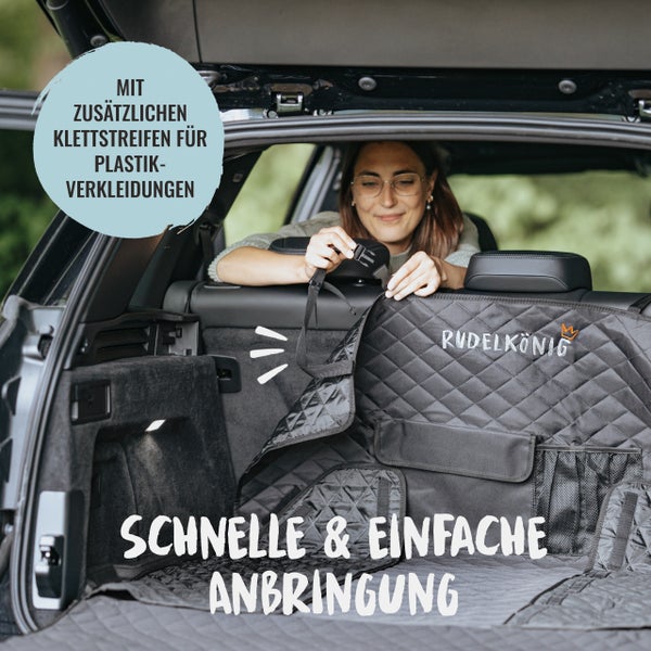 Rudelkoenig Logo Hundedecke mit Befestigung im Kofferraum