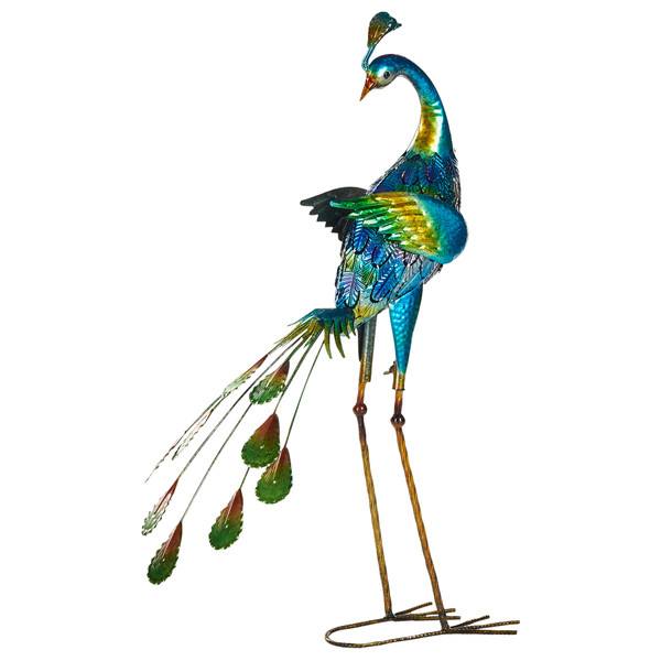 Dekorativer Pfau aus Metall für den Garten