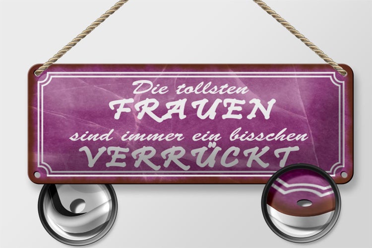 Blechschild Spruch 27x10cm die tollsten Frauen verrückt Dekoration
