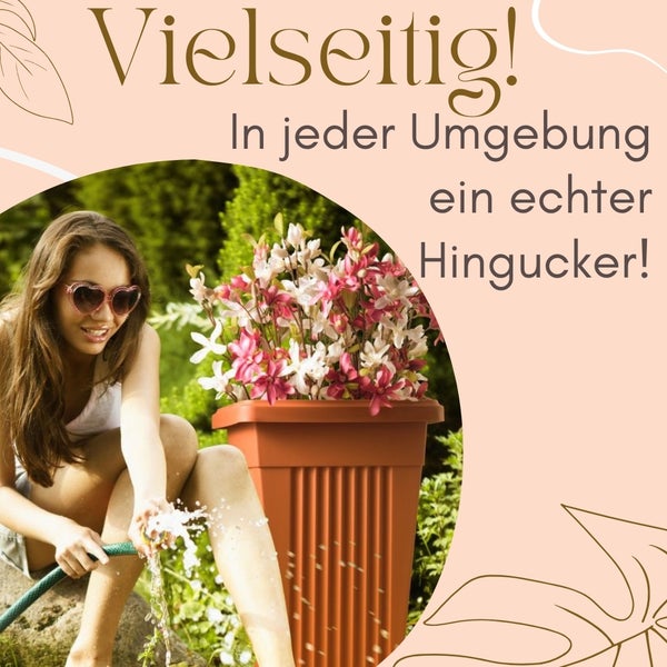 Pflanzkübel Groß Pflanzkübel Außen Blumenkübel Pyramide Übertopf groß Outdoor Pflanztopf Pflanzkasten Blumentopf mit Untersetzer Rechteckig 60 terracotta