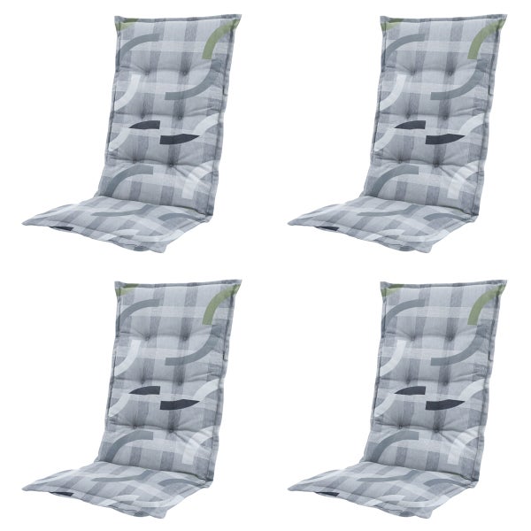 Hochlehnerauflage Tess, Salbeigrün – Ca. 123x50 cm - 4er-Set