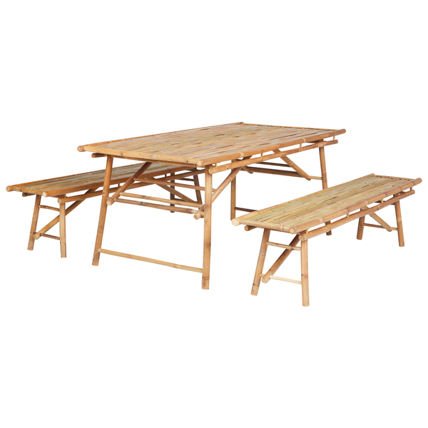 Gartenmöbel Set 4-Sitzer TINDARI Bambusholz Hellbraun