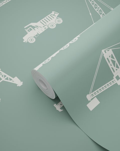Tapetenrolle mit Kran- und Lkw-Motiven