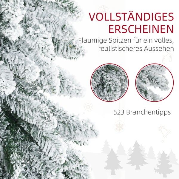 HOMCOM Künstlicher Weihnachtsbaum, 74L x 74B x 180H cm, Kunststoff, Stahl, Grün