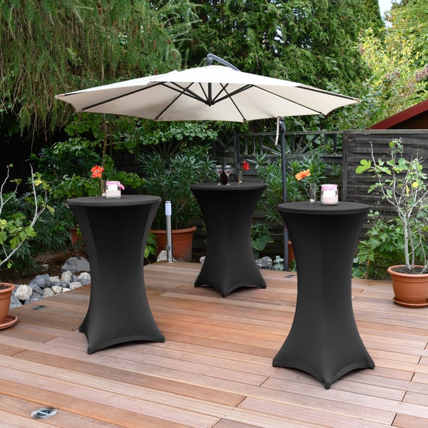 Beautissu Stella Stehtischhusse Ø 80 cm Schwarz