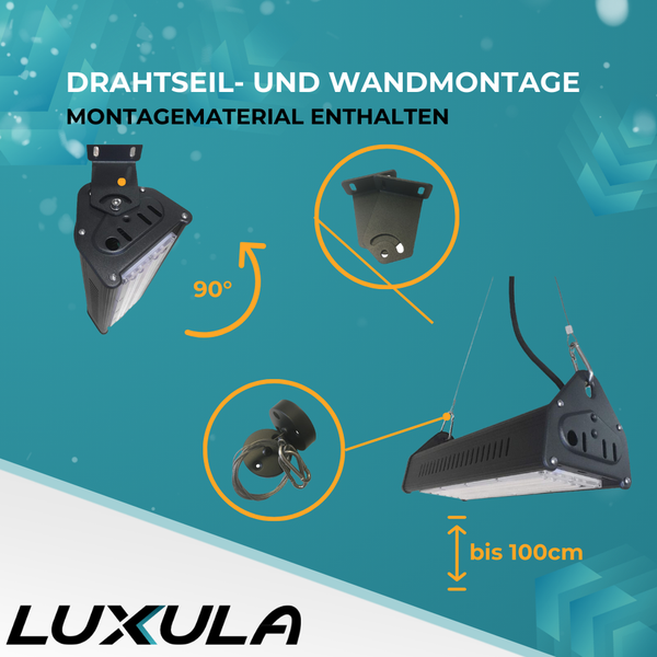 LUXULA 10er-Set LED Hallenleuchte 200W Highbay mit 24000lm IP65 IK08 Linearer Hallenstrahler 5000K Neutraleiß