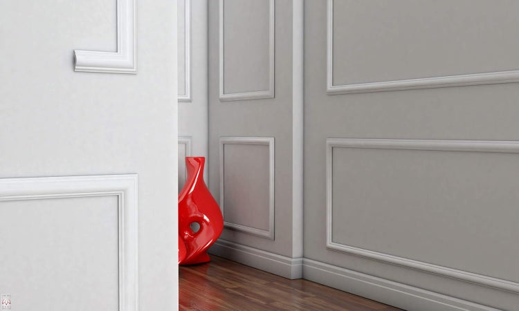 1 Stück / 2 Meter Sockelleisten Fußleisten Bodenleiste - weiß - hartes Material - Dekor - Wand - Boden - Decke (DP1)