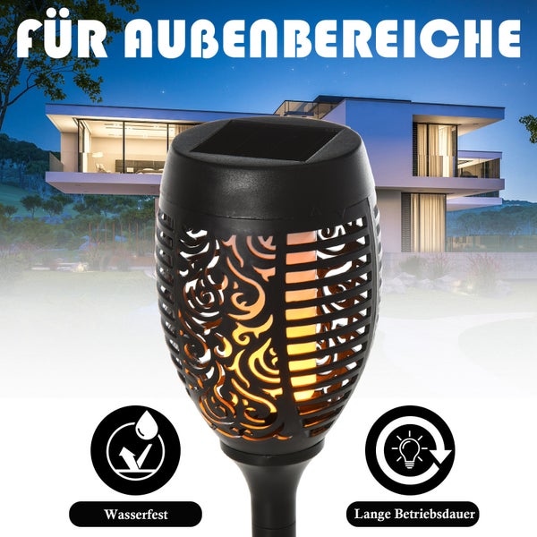 Outsunny Solarleuchte, Gartenlicht, 4er-Set Lampe, 6–8 h, IP44 Wasserfest, Ø12 x H72 cm, Kunststoff, Schwarz
