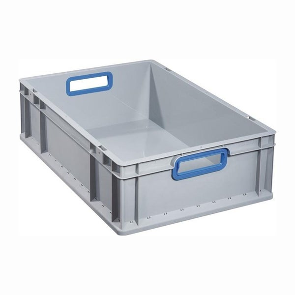 Graue Lagerbox aus Kunststoff mit Griffen