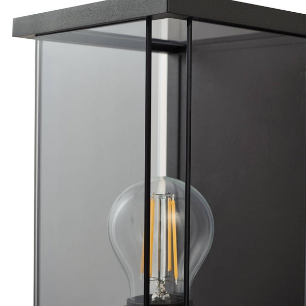 Lucande Wandleuchte außen Annalea mit Bewegungsmelder (spritzwassergeschützt (Modern) in Schwarz aus Aluminium (1 flammig, E27) - Wandlampe für Außenwand/Hauswand Haus Terrasse und Balkon
