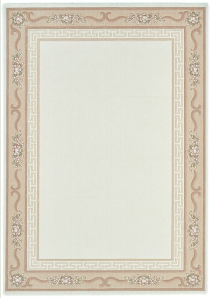 Gewebter Wollteppich mit Bordüre Pelinia Beige 80x150 cm